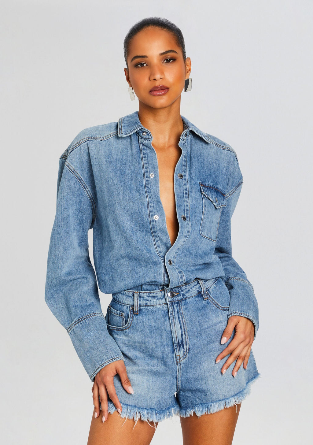 Annie Denim Romper by retrofête in Oasis, product image 5