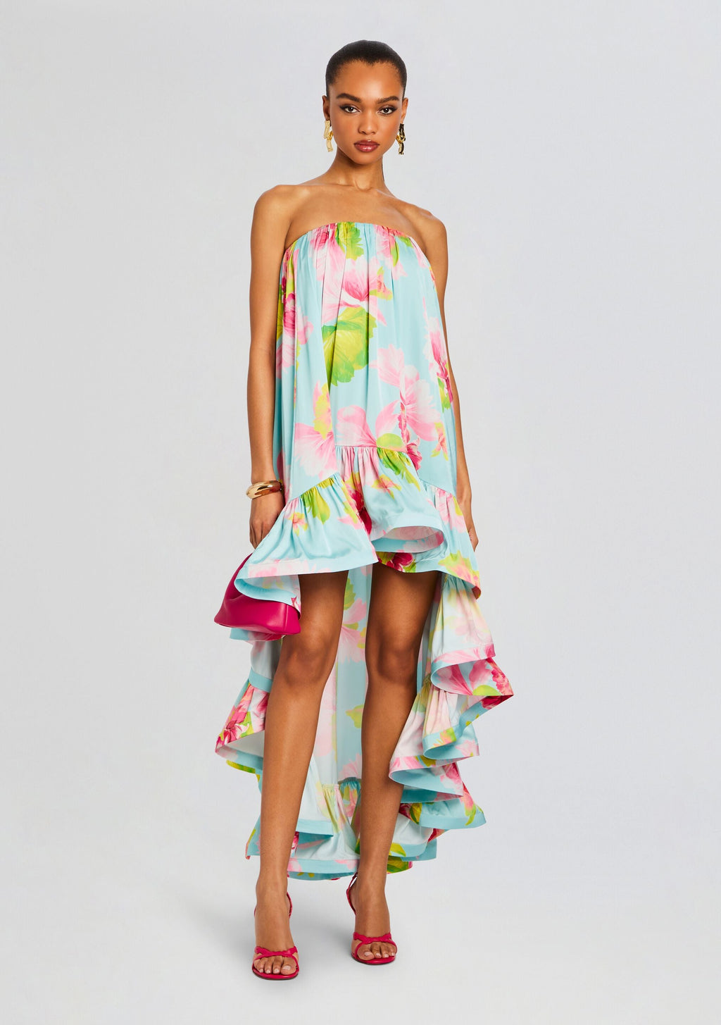 Mina High Low Dress by Hemant & Nandita in Blue Floral, product image 5