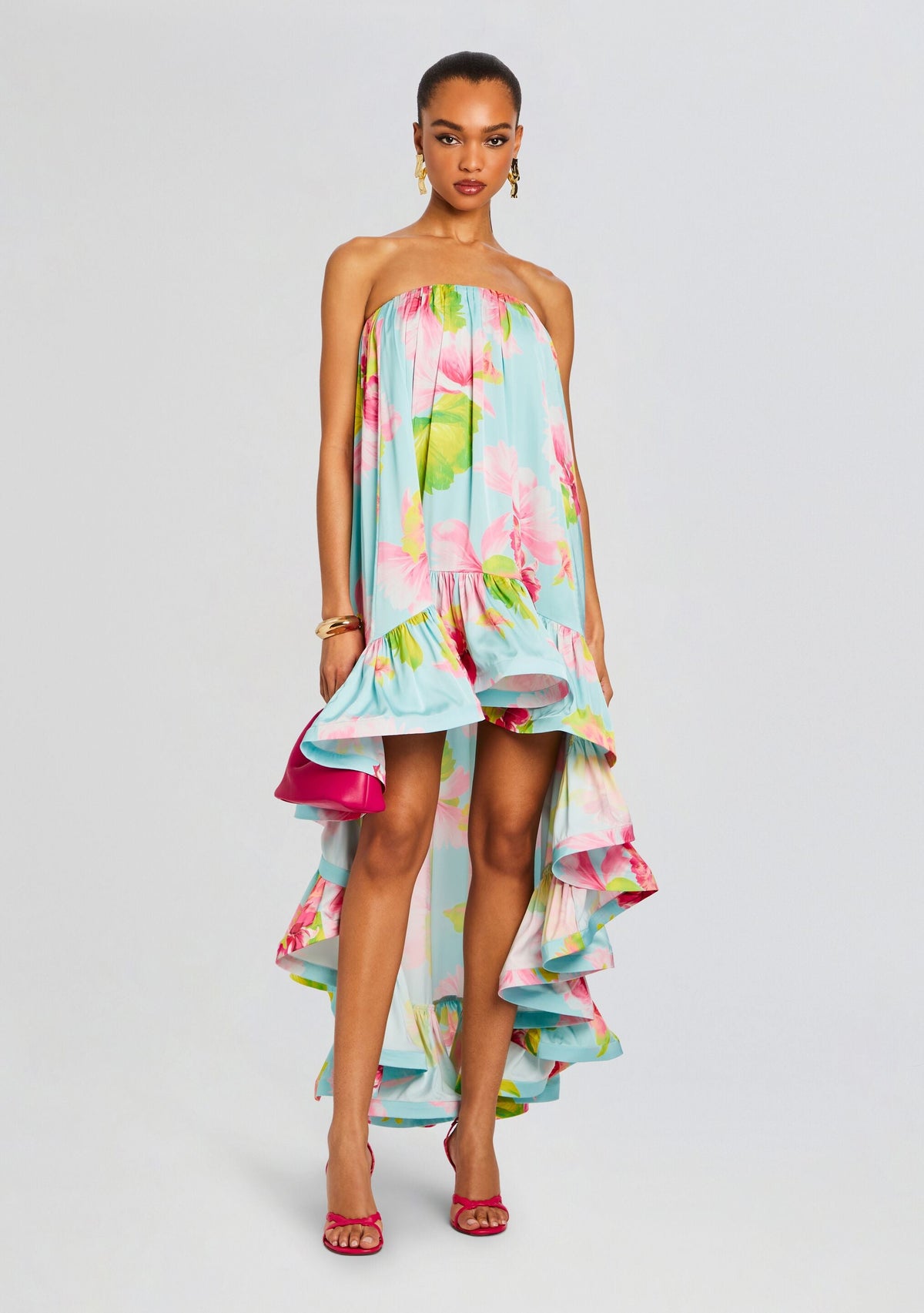Mina High Low Dress by Hemant & Nandita in Blue Floral, product image 5