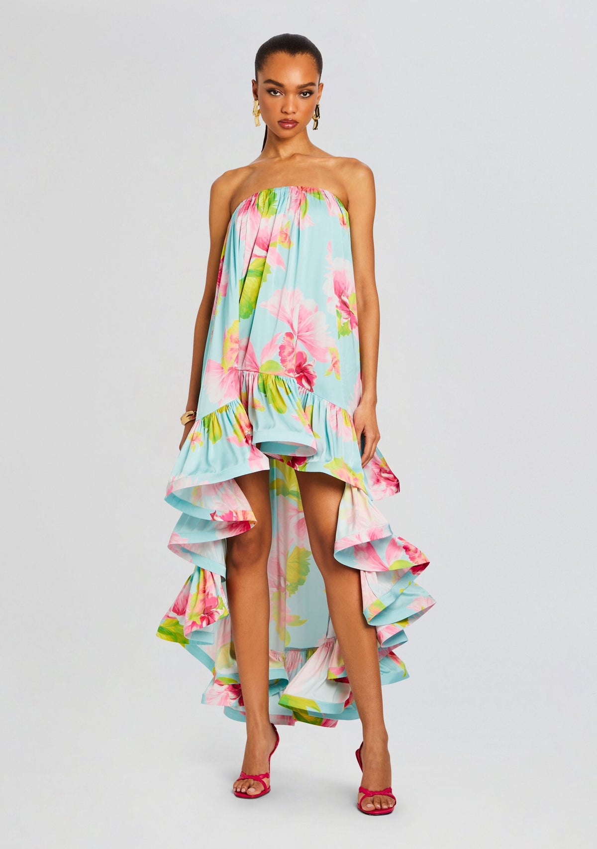Mina High Low Dress by Hemant & Nandita in Blue Floral, product image 1
