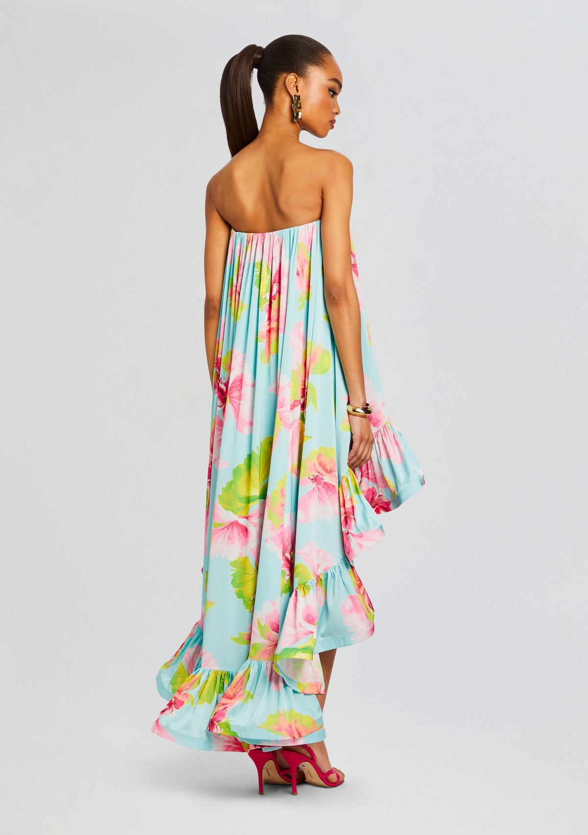 Mina High Low Dress by Hemant & Nandita in Blue Floral, product image 4