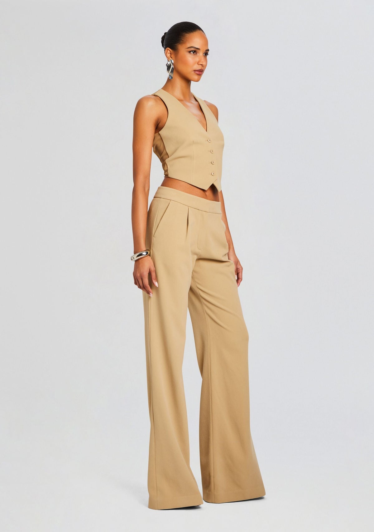 Pin Tuck Palazzo Pant by Sans Faff in Camel, product image 3