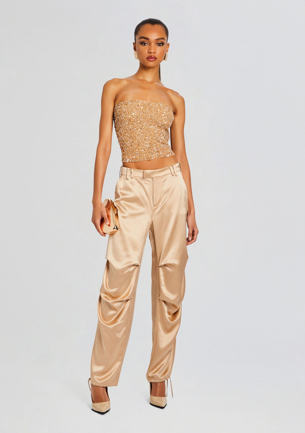 Kala Sequin Top by retrofête in Nude, product image 5