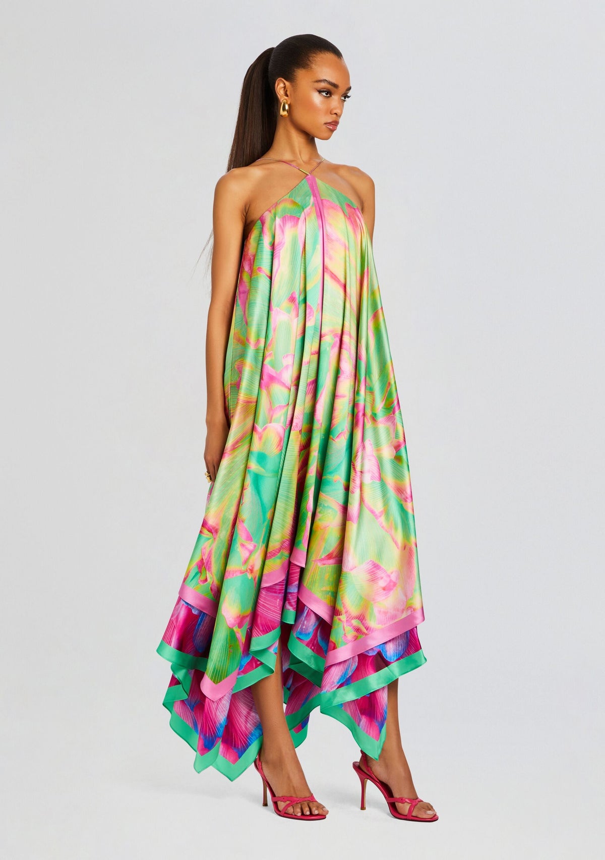 Sangria Silk Dress by retrofête in Mixed Peony, product image 3
