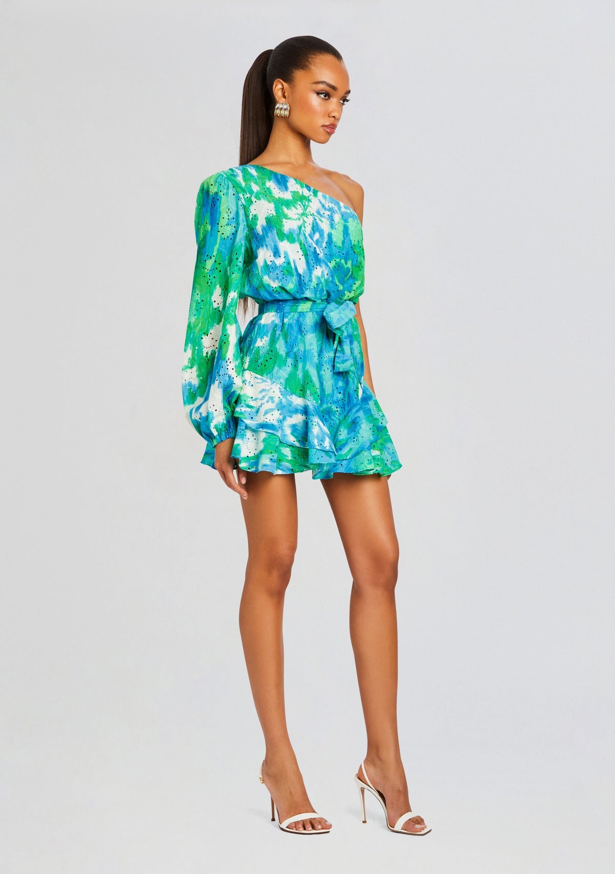 Vida Short Dress by Hemant & Nandita in Blue Green, product image 3