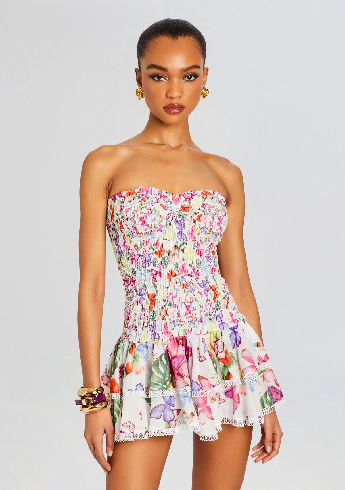 Cusia Short Dress by Charo Ruiz in White Borbo, product image 5