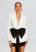 Sloan Structured Blazer With Detachable Bow by Sans Faff in White, product image 1