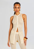 Tilli Knit Crochet Vest by SEROYA in Cream, product image 1