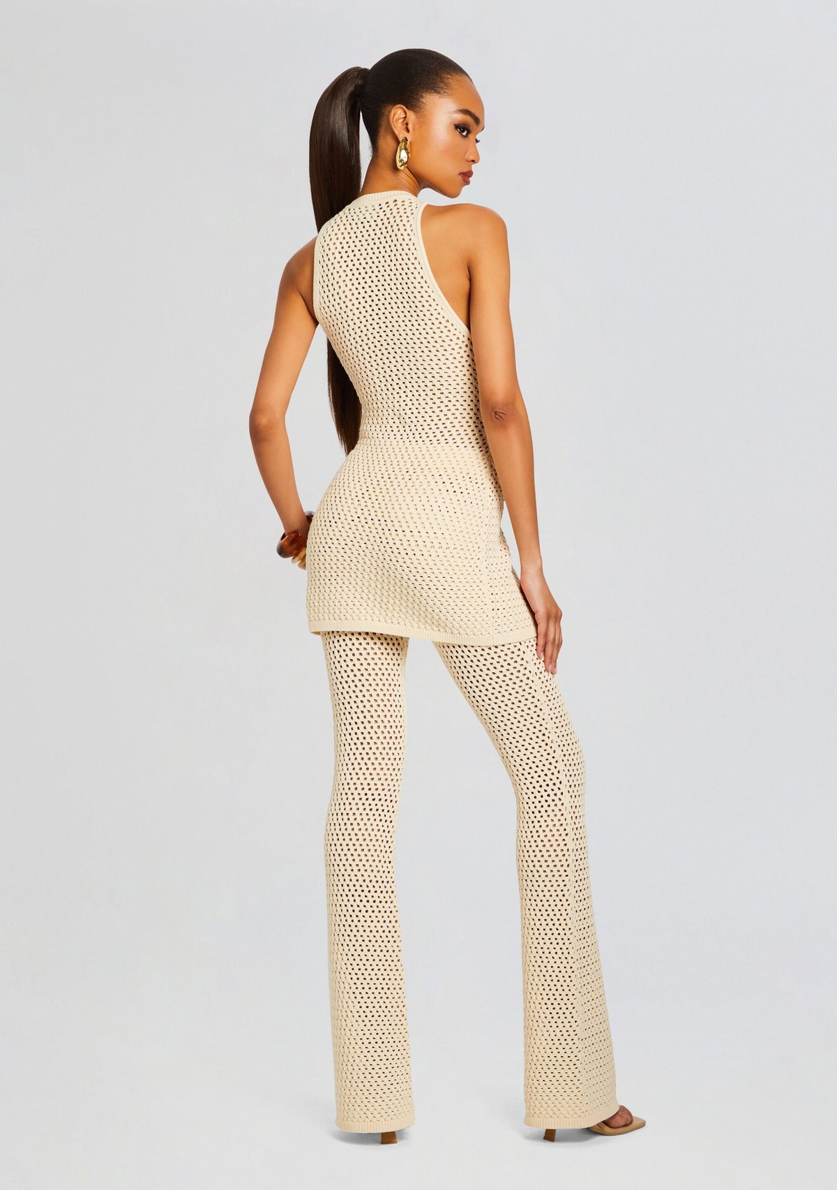 Tilli Knit Crochet Vest by SEROYA in Cream, product image 4