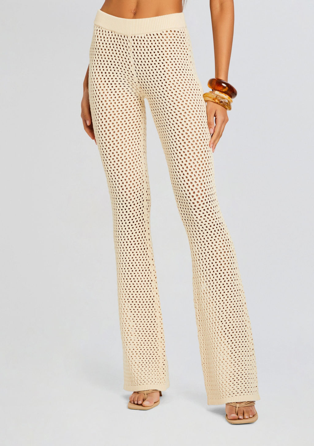 Tish Knit Crochet Pant by SEROYA in Cream, product image 1
