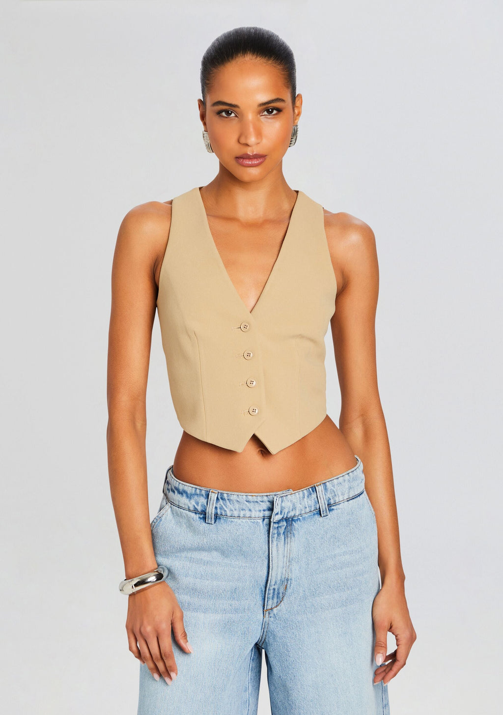 Jessica Transparent Vest by Sans Faff in Camel, product image 1