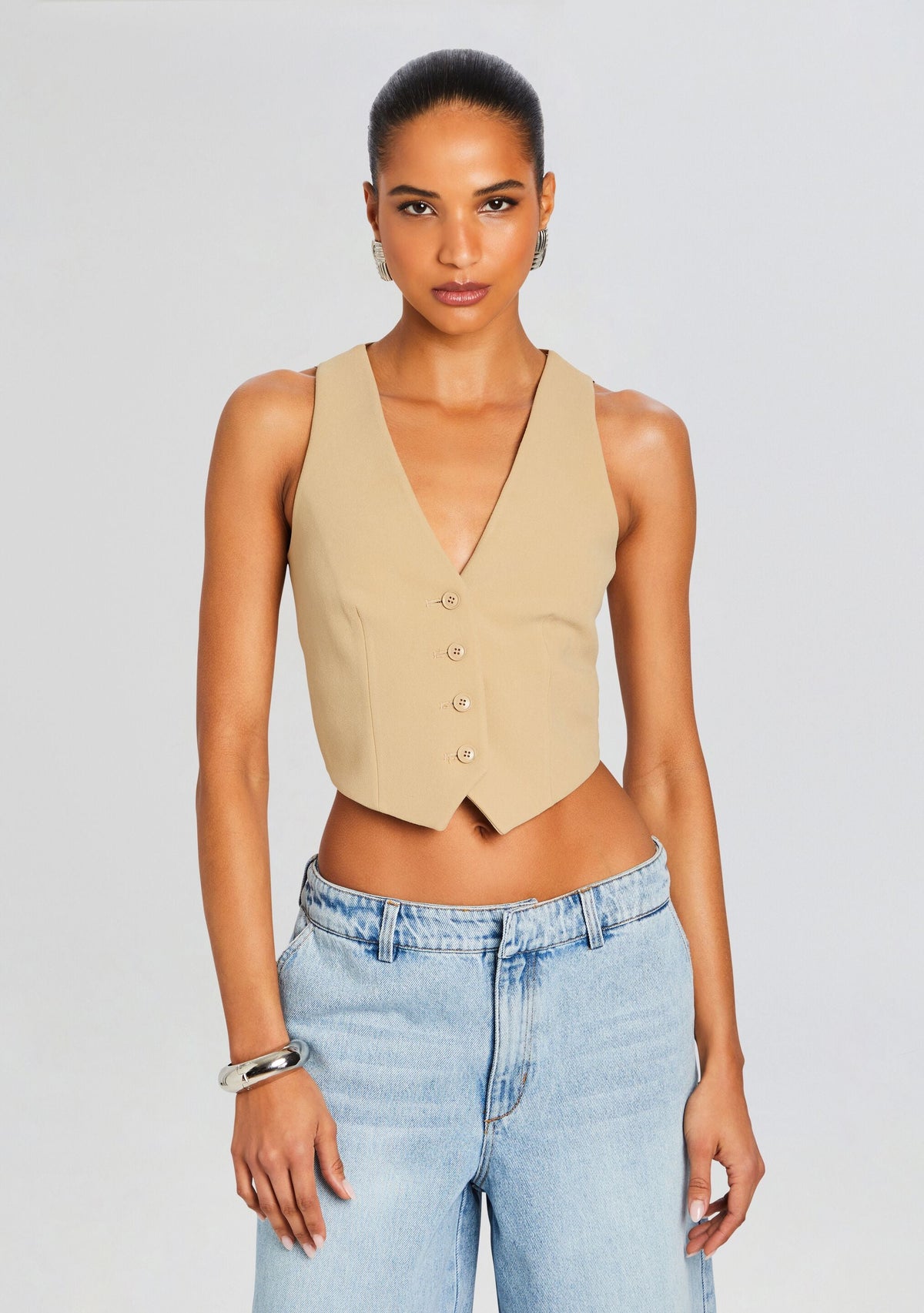 Jessica Transparent Vest by Sans Faff in Camel, product image 1