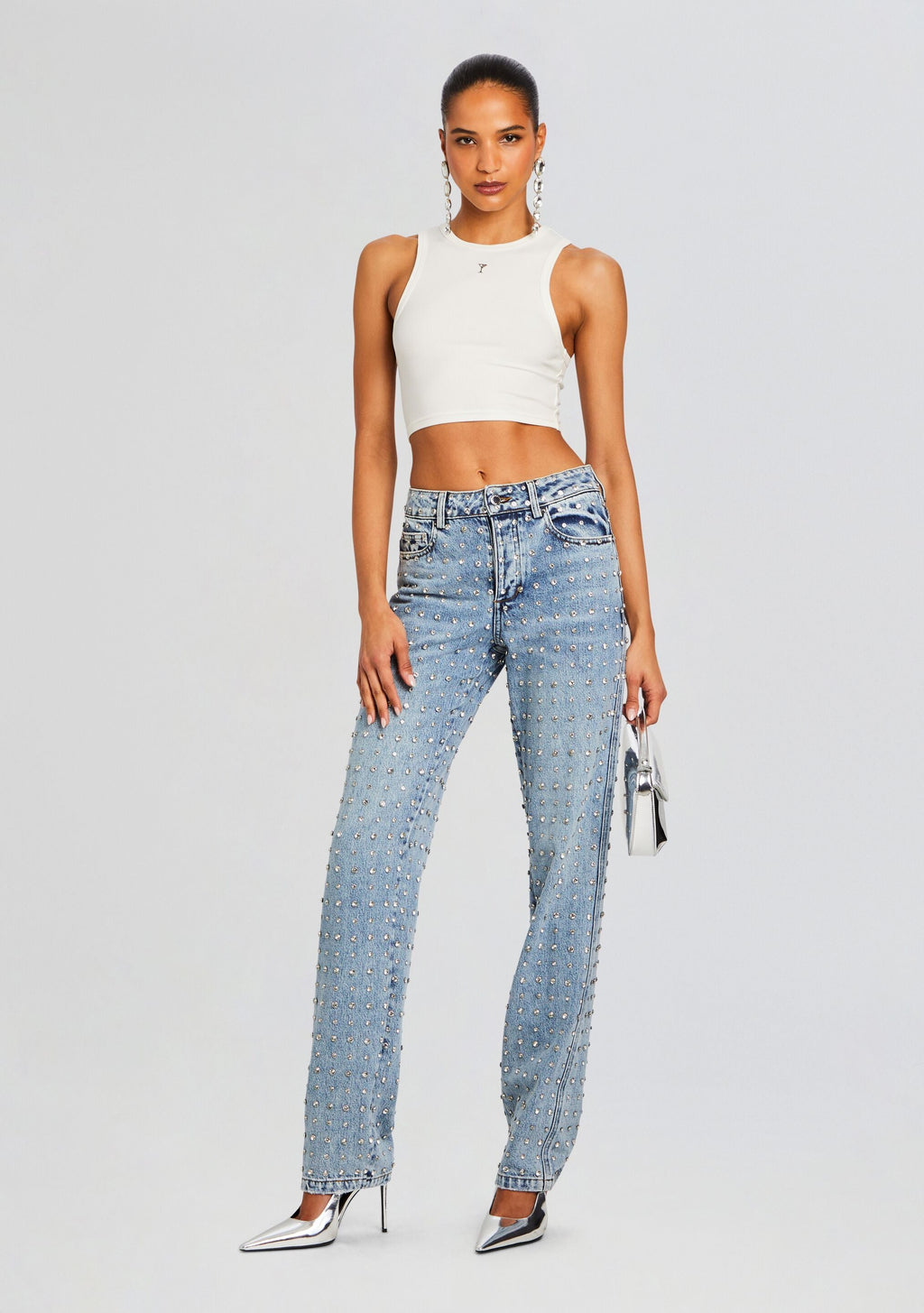 Vero Embellished Denim Pant by retrofête in Tangier, product image 5