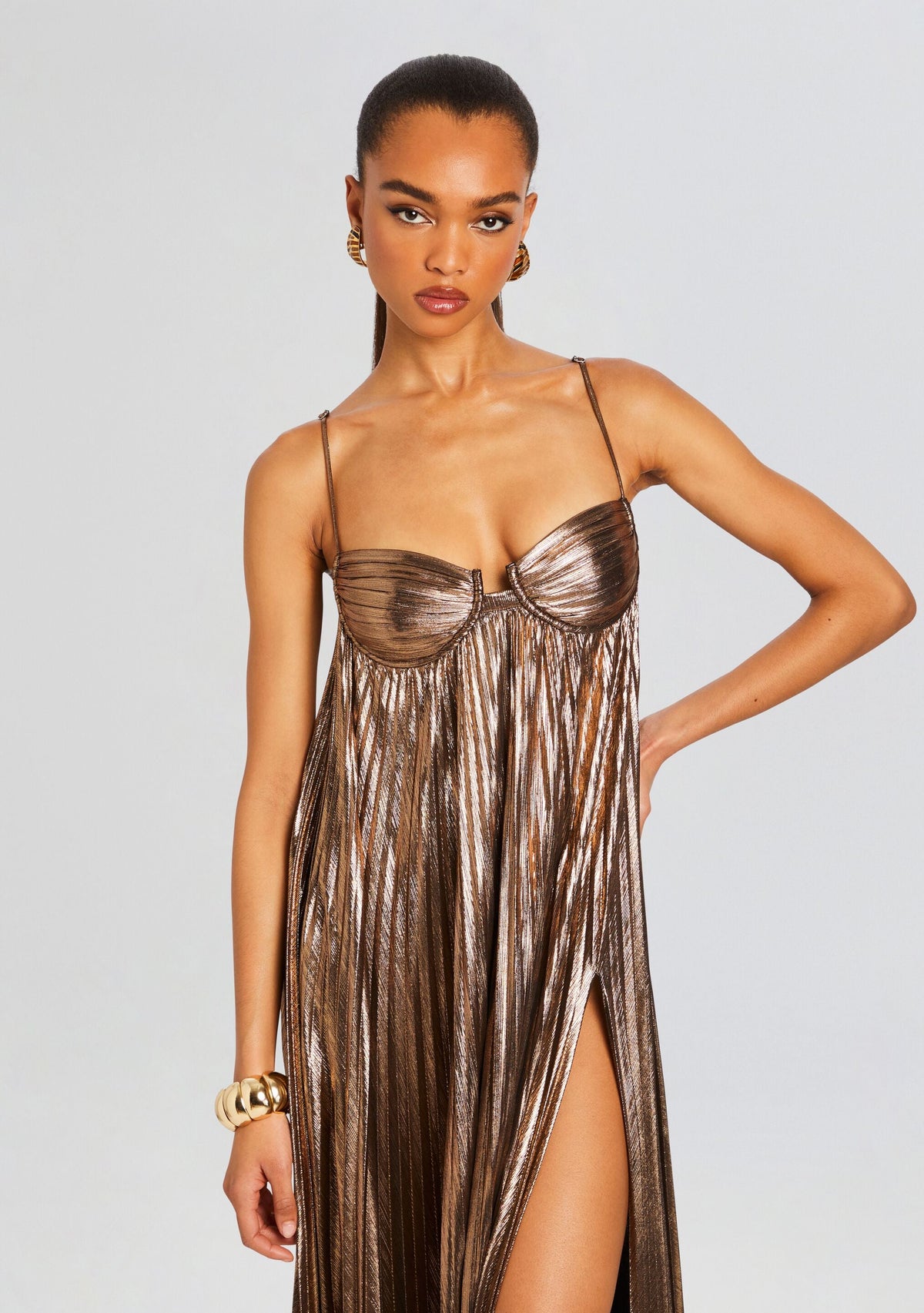 Diana Dress by retrofête in Metallic Bronze, product image 5