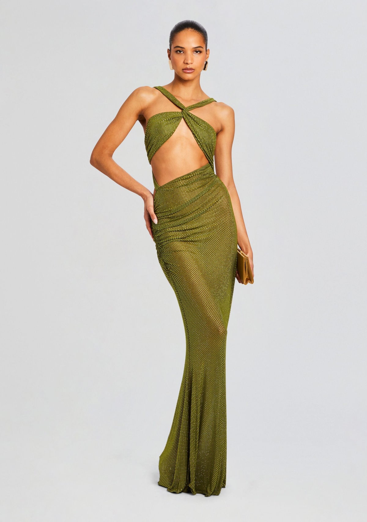 Liesel Embellished Dress by retrofête in Military Green, product image 1