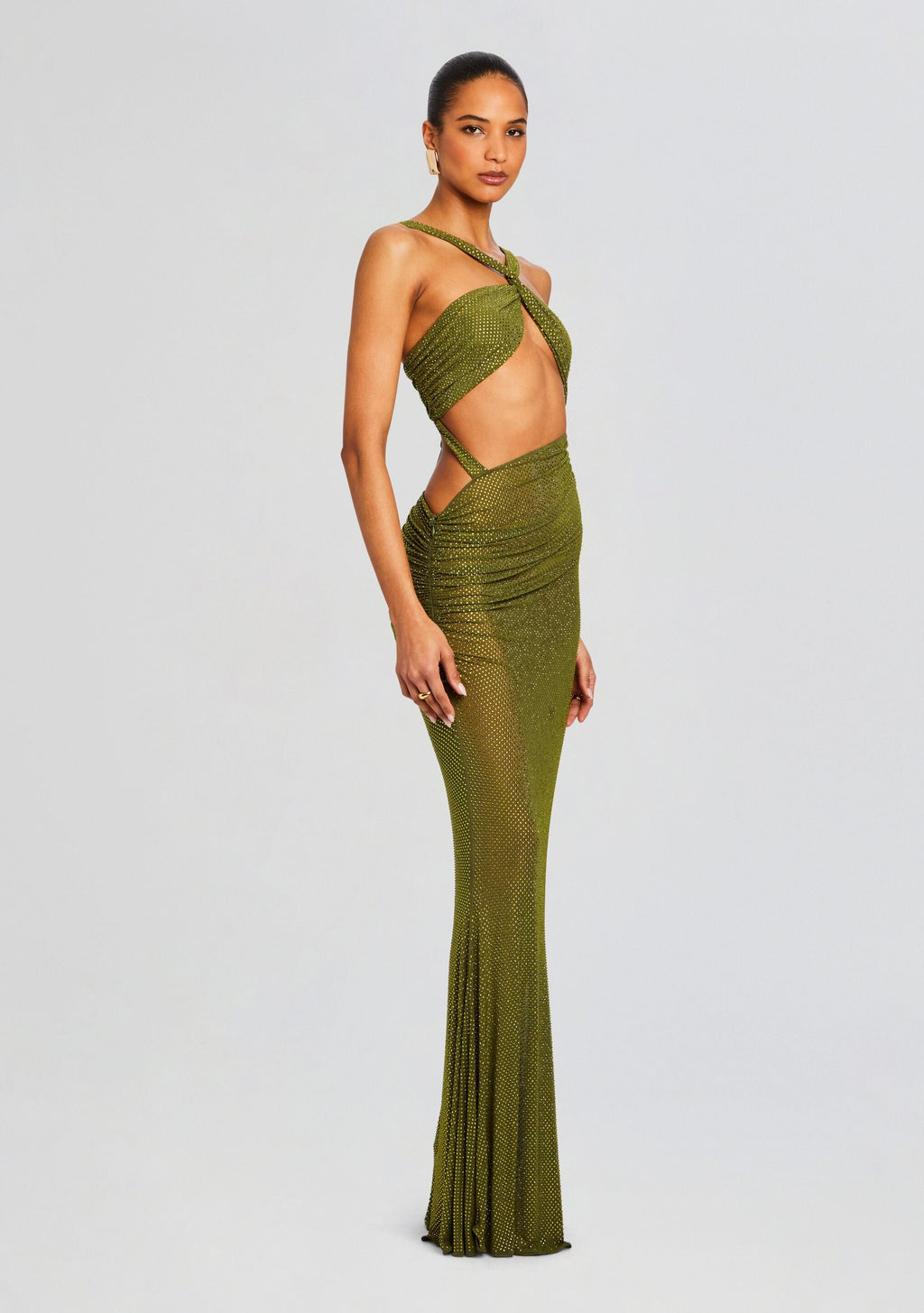 Liesel Embellished Dress by retrofête in Military Green, product image 3