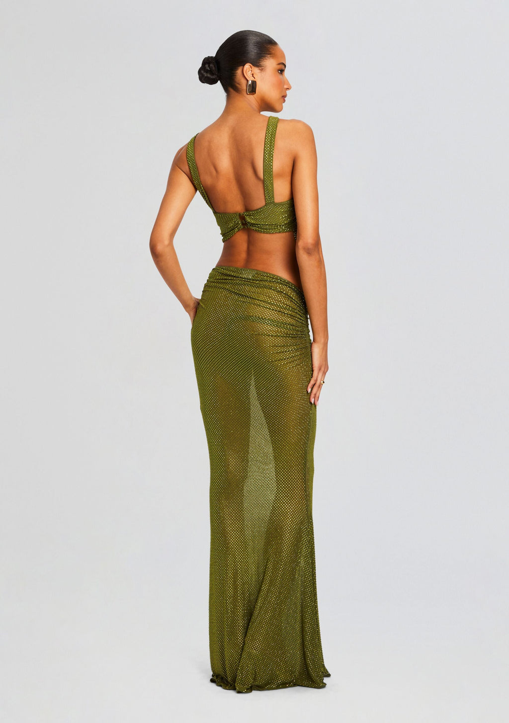 Liesel Embellished Dress by retrofête in Military Green, product image 4