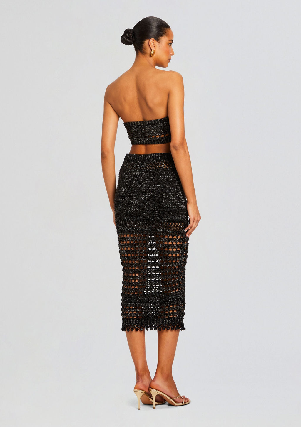 Luiz Knit Crochet Top by retrofête in Black/Gold, product image 5