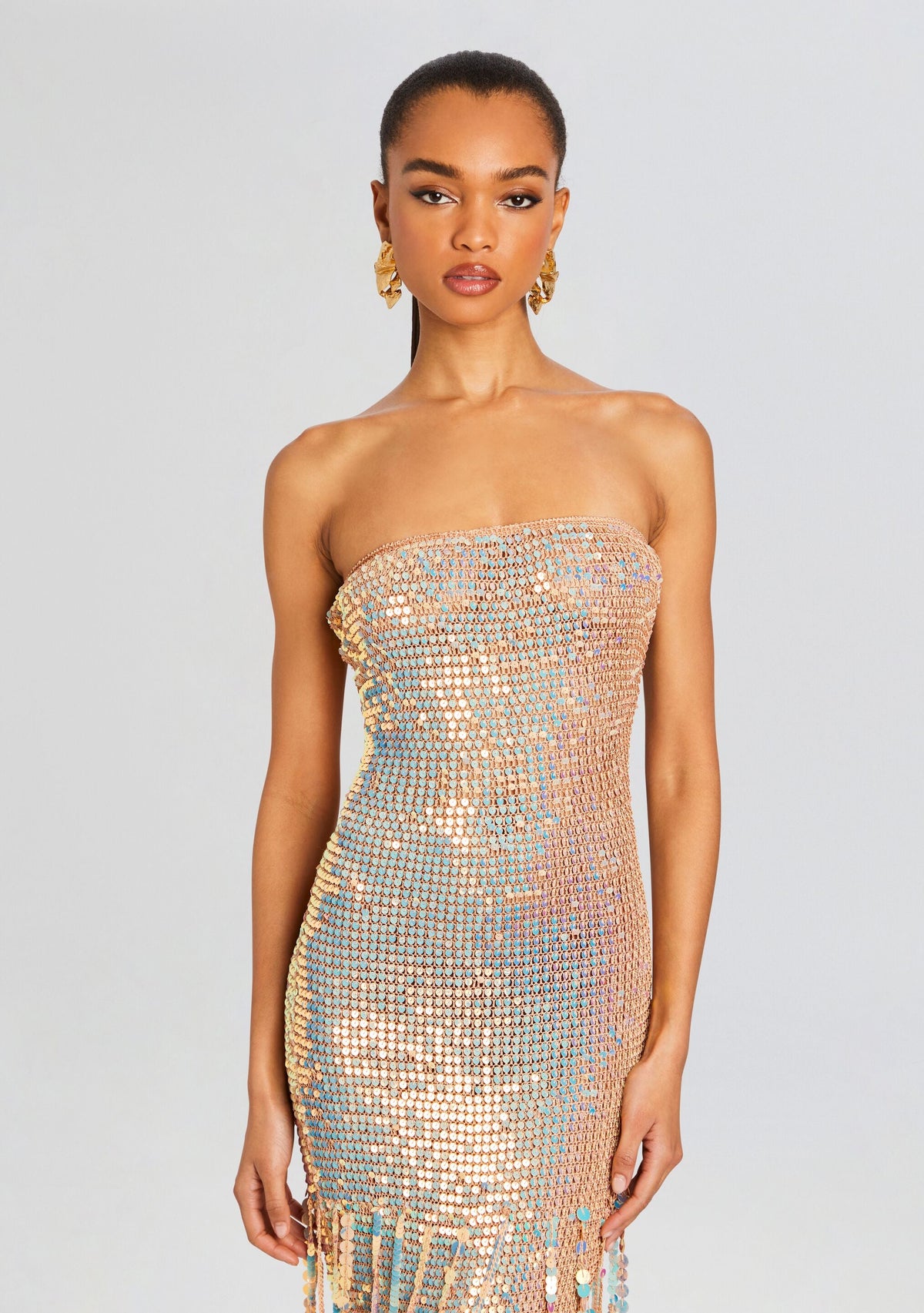 Tera Sequin Fringe Crochet Dress by retrofête in Ballerina, product image 5
