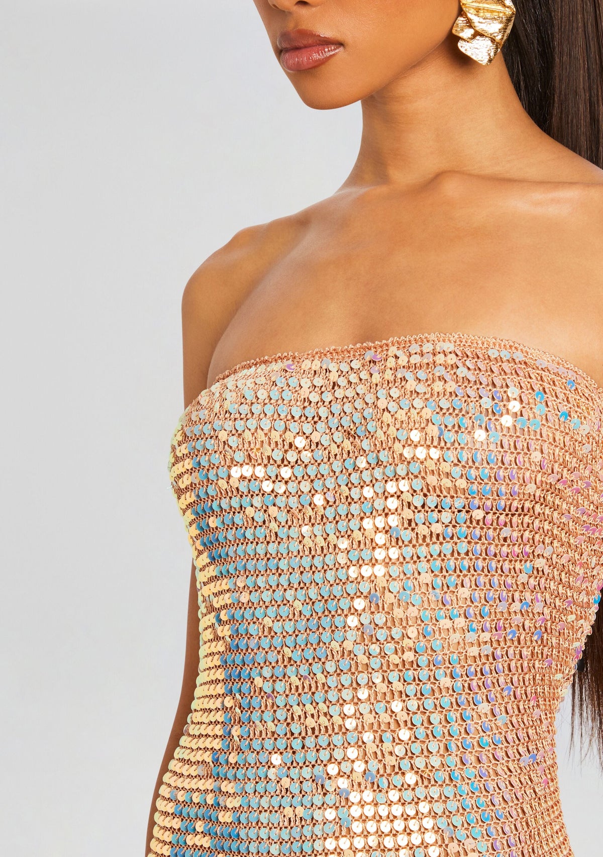 Tera Sequin Fringe Crochet Dress by retrofête in Ballerina, product image 2