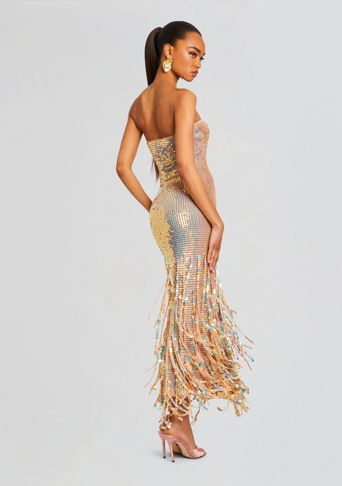 Tera Sequin Fringe Crochet Dress by retrofête in Ballerina, product image 4