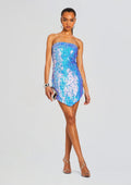 Valley Feather Sequin Dress by retrofête in Iridescent Blue, product image 1