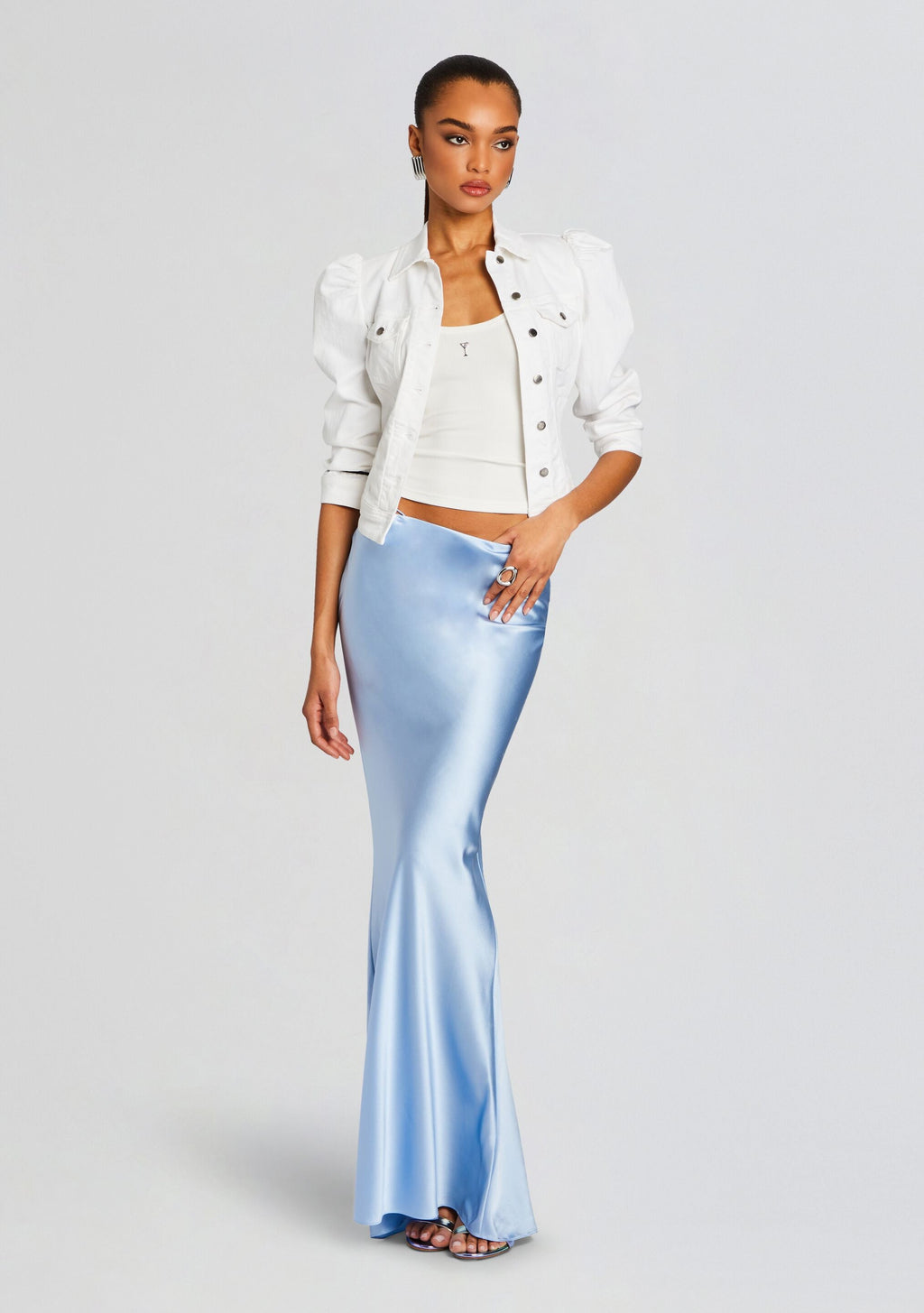 Ada Denim Jacket by retrofête in White, product image 3