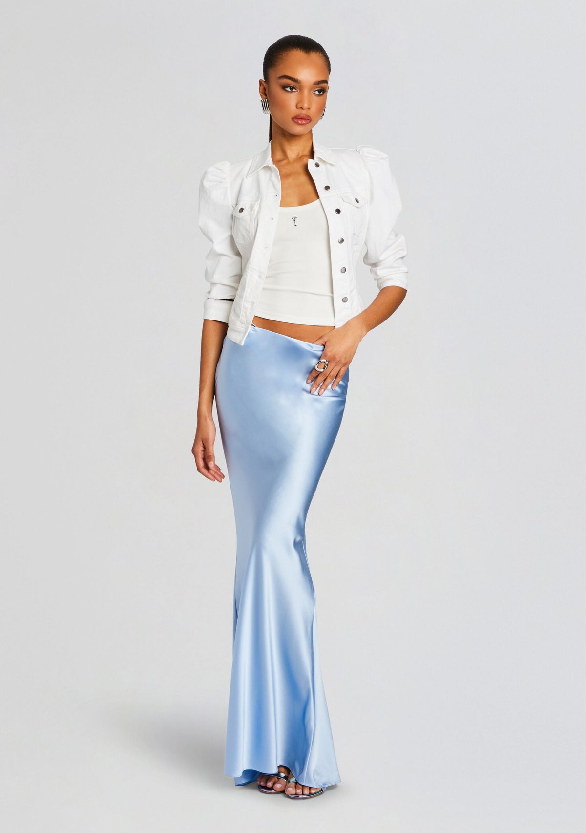 Ada Denim Jacket by retrofête in White, product image 3