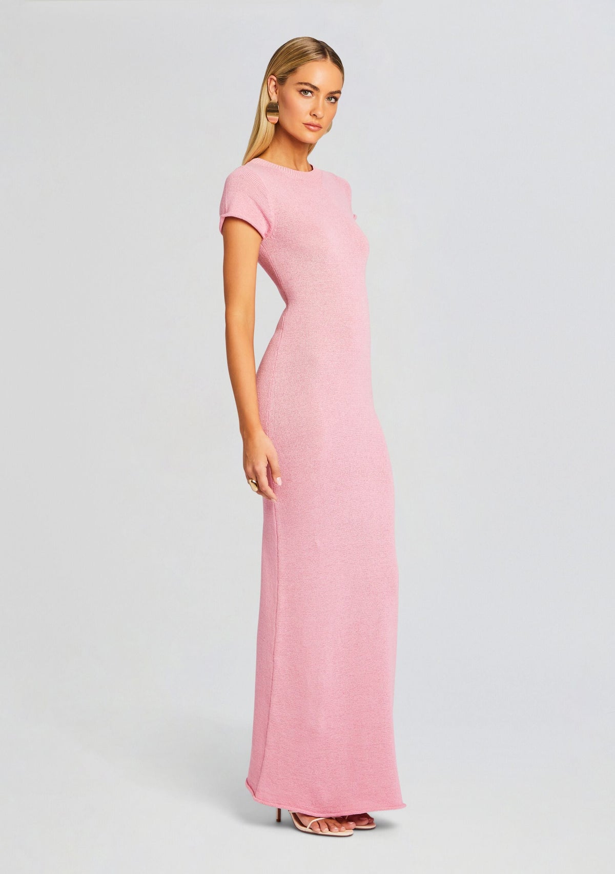 Airess Knit Maxi Dress by SEROYA in Powder Pink, product image 3
