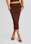 Pia Mesh Midi Skirt by SEROYA in Coconut, product image 1