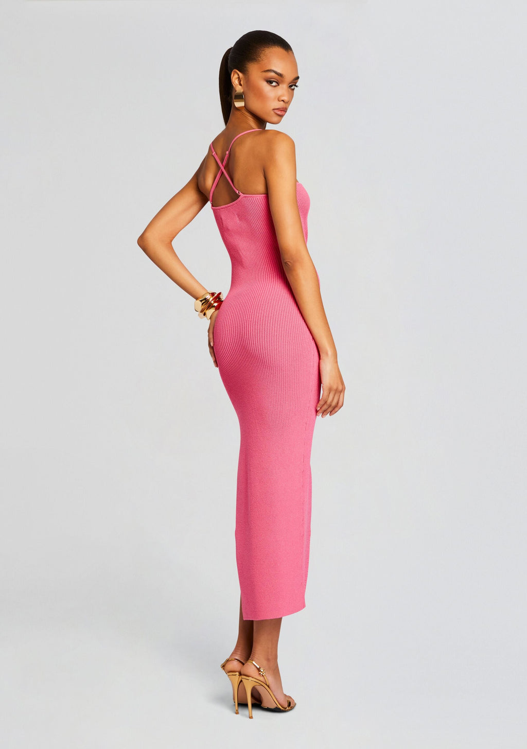 Dominique Knit Midi Dress by SEROYA in Watermelon, product image 4