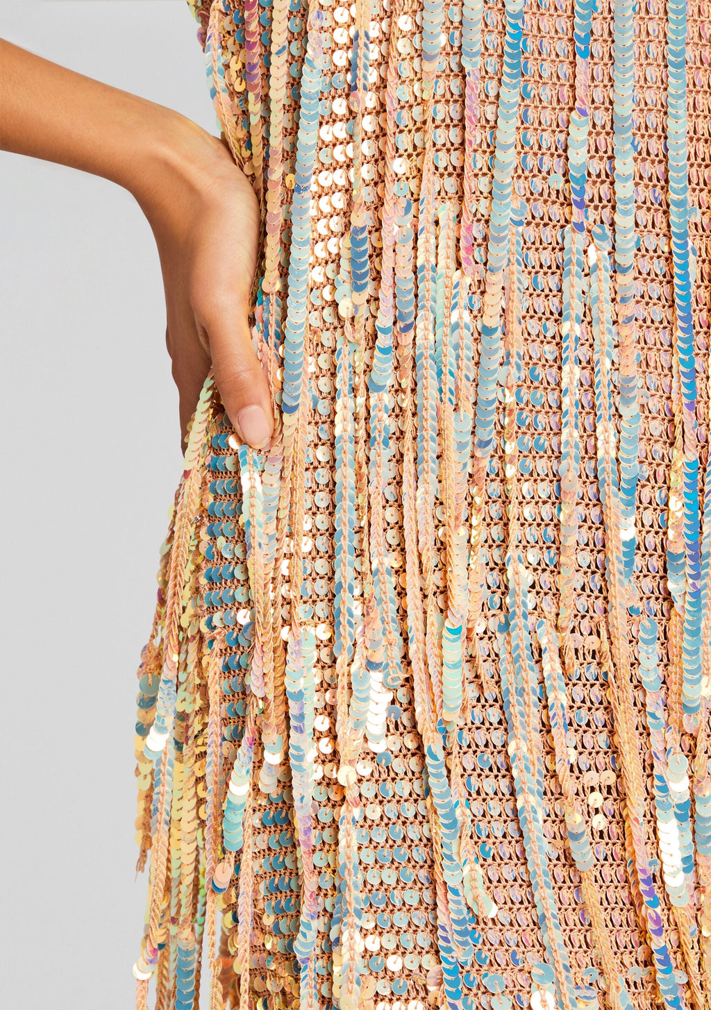 Mevia Sequin Fringe Crochet Dress by retrofête in Ballerina, product image 2