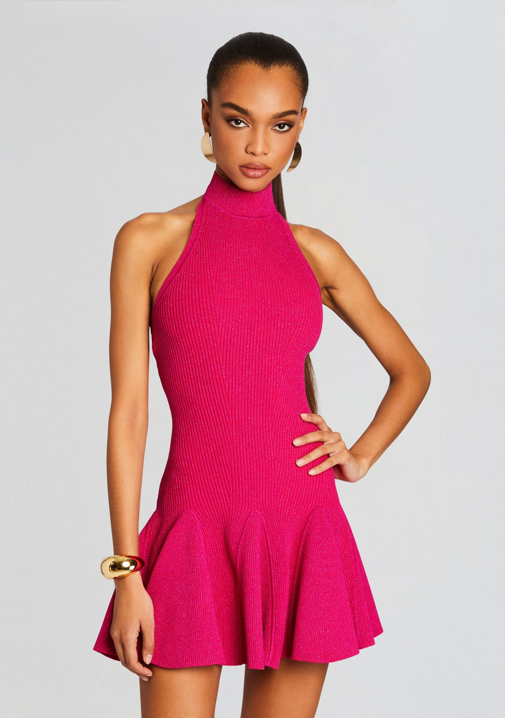 Quinn Knit Dress by retrofête in Metallic Fuchsia, product image 5
