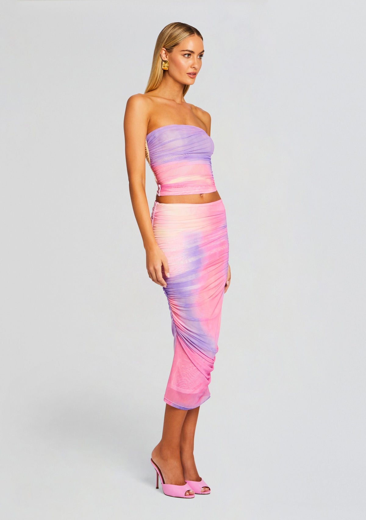 Cirrus Mesh Skirt by SEROYA in Sunset Tie Dye, product image 3