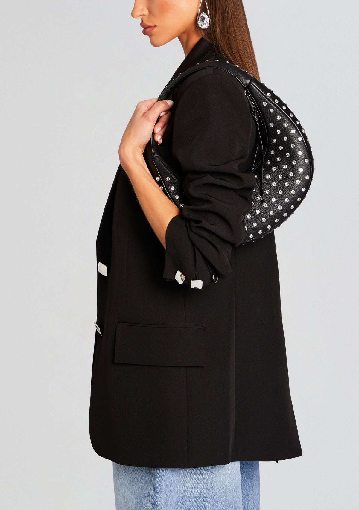 Elodie Medium Bag by retrofête in Black/Silver, product image 3