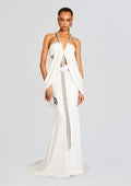 Gaia Embellished Dress by retrofête in White/Gold, product image 1