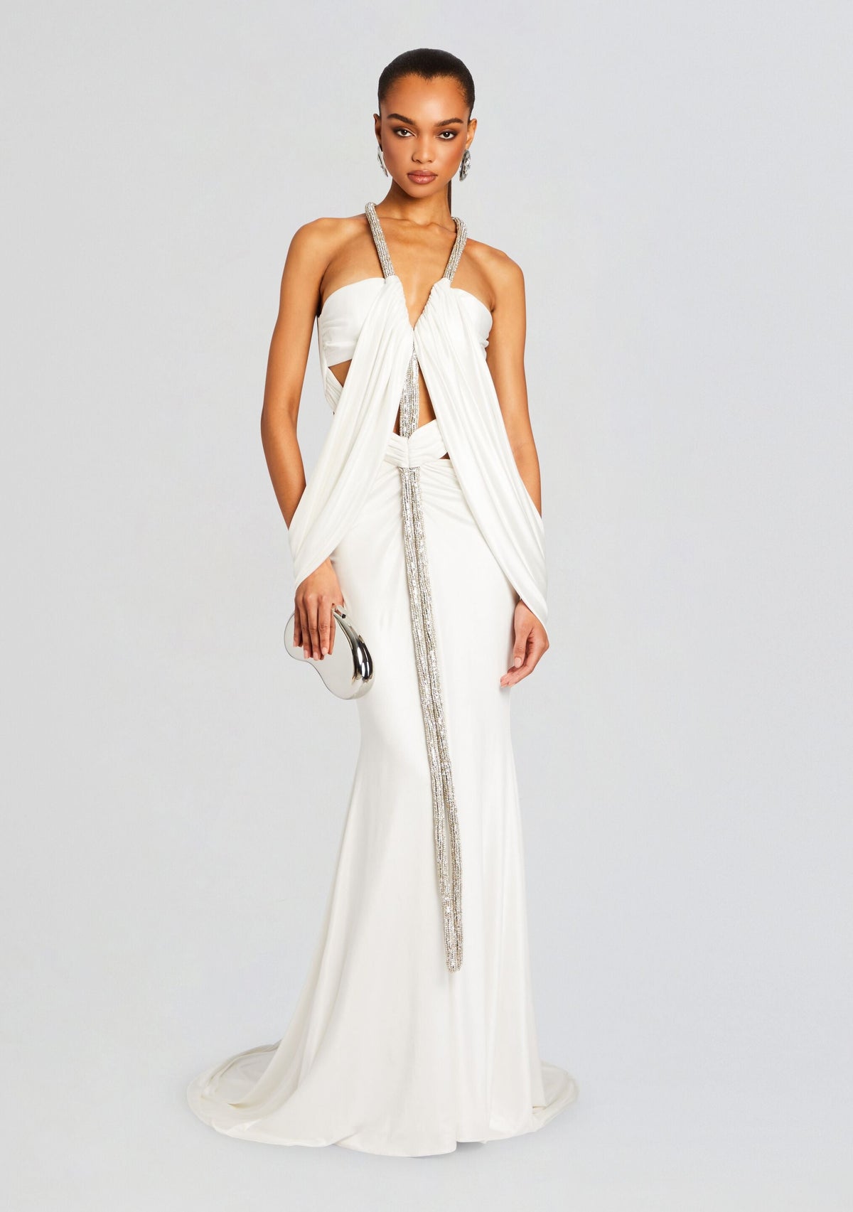 Gaia Embellished Dress by retrofête in White/Gold, product image 1