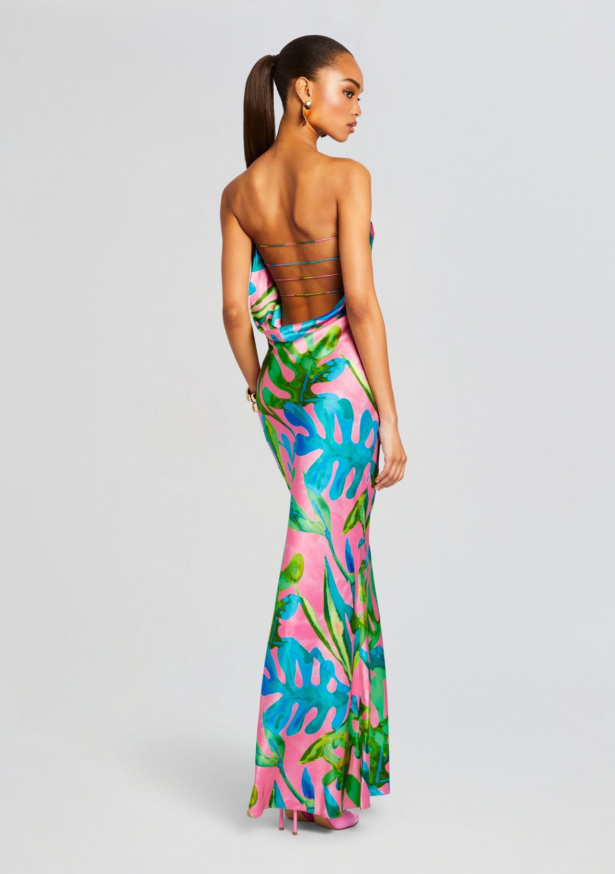 Keaton Silk Dress by retrofête in Jade Tropical Leaf, product image 1