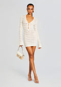 Nori Crochet Mini Dress by SEROYA in Porcelain, product image 1