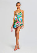 Silvana Silk Dress by retrofête in Jade Tropical Leaf, product image 1