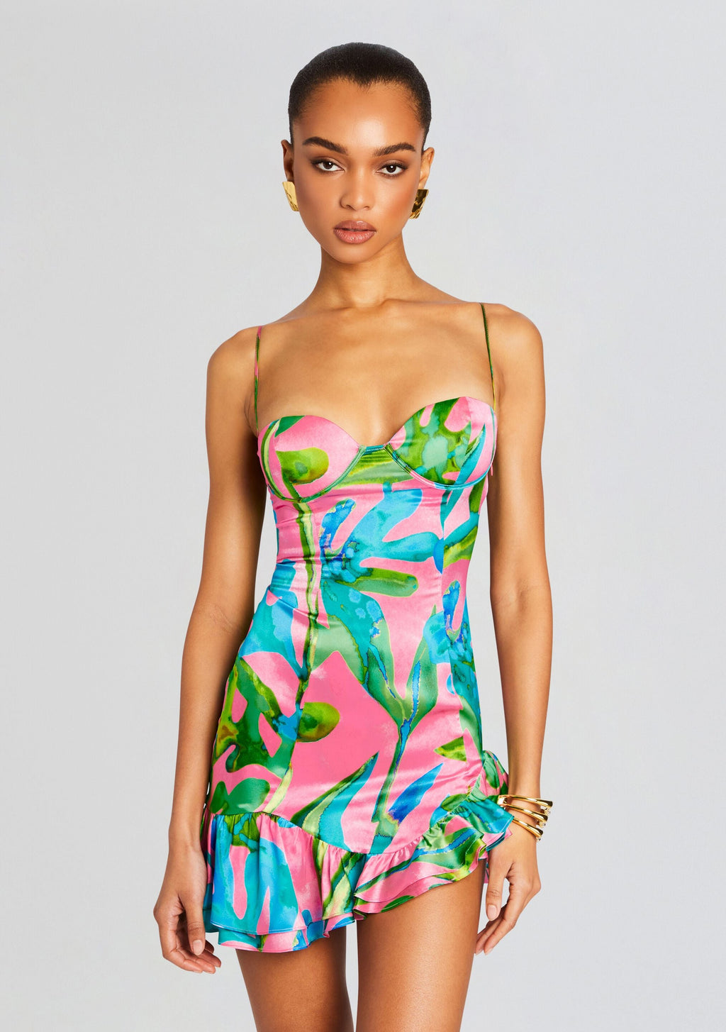 Silvana Silk Dress by retrofête in Jade Tropical Leaf, product image 5