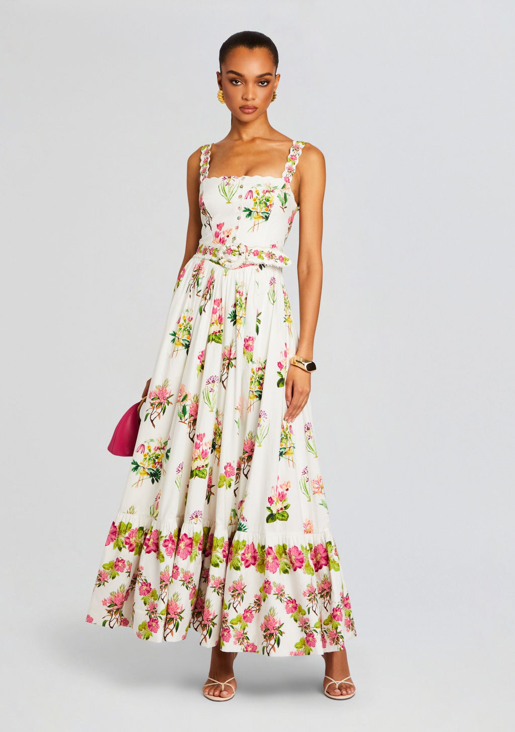 Taha Long Dress by Hemant & Nandita in White Floral, product image 5
