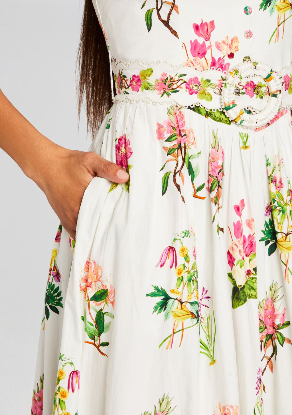 Taha Long Dress by Hemant & Nandita in White Floral, product image 2