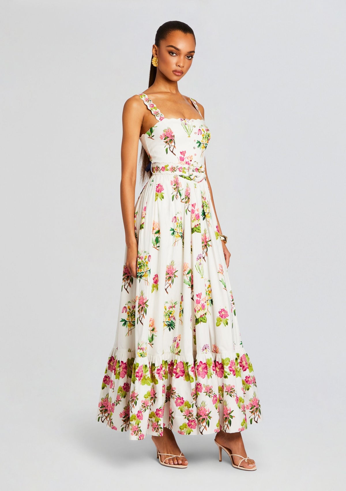 Taha Long Dress by Hemant & Nandita in White Floral, product image 3