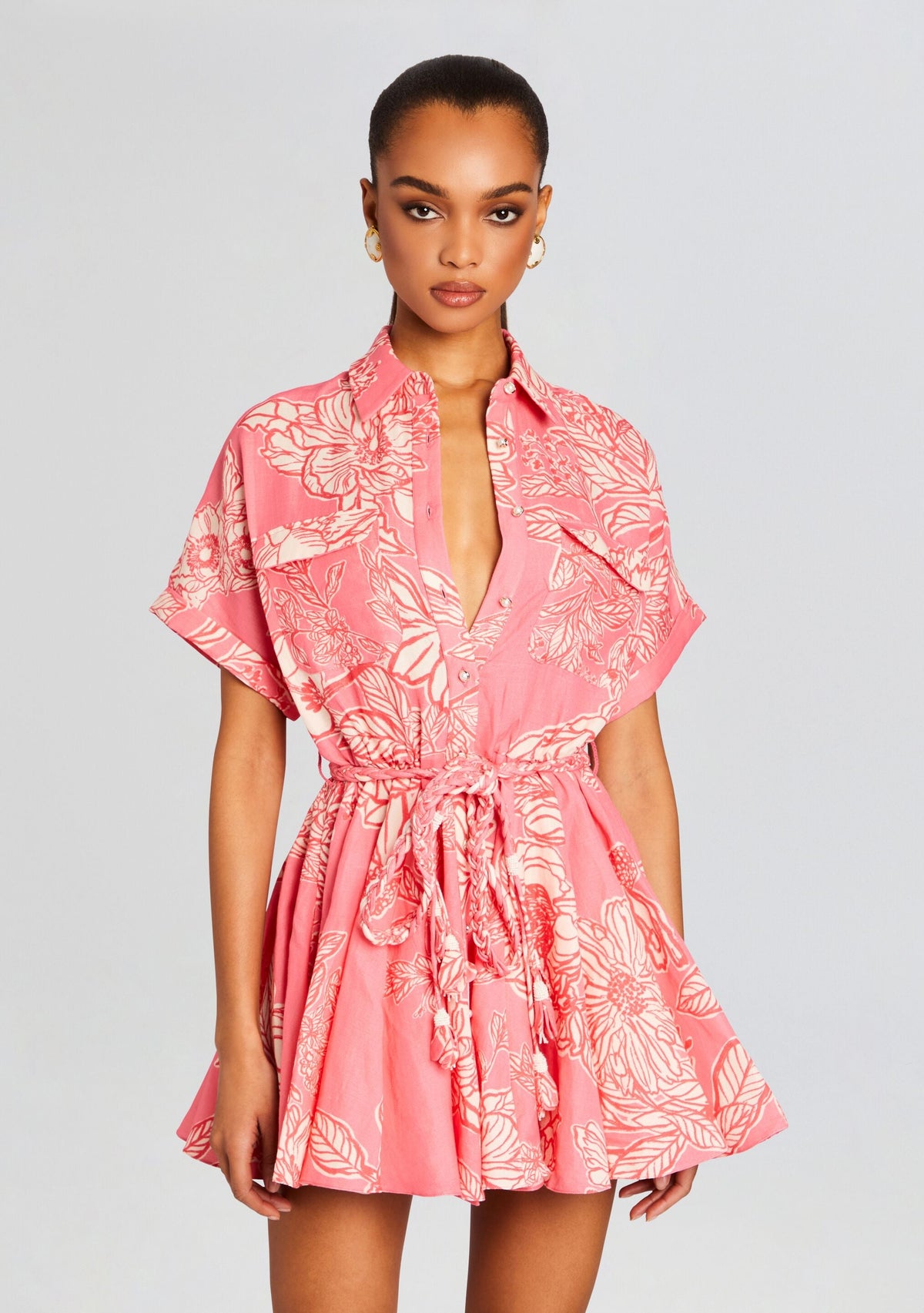 Asha Short Dress by Hemant & Nandita in Pink Floral, product image 5
