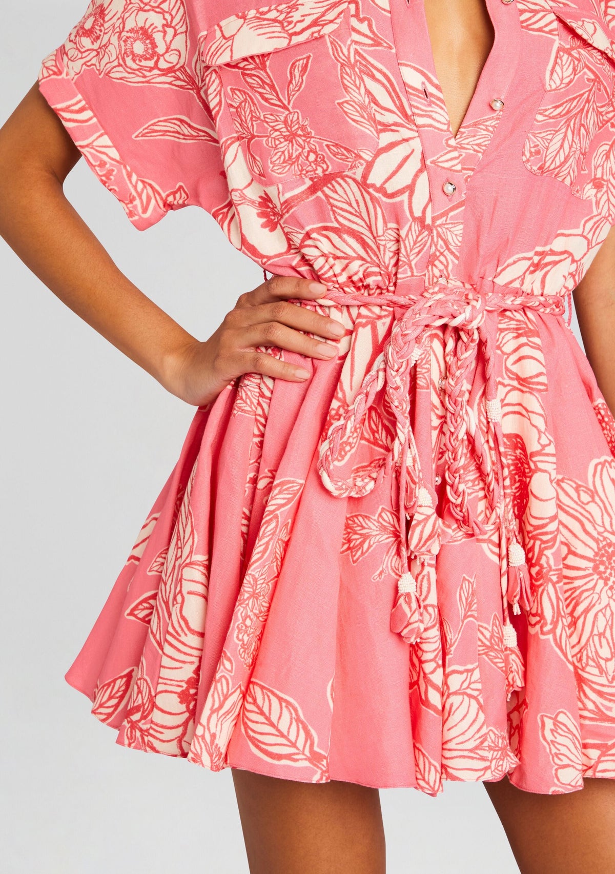 Asha Short Dress by Hemant & Nandita in Pink Floral, product image 2