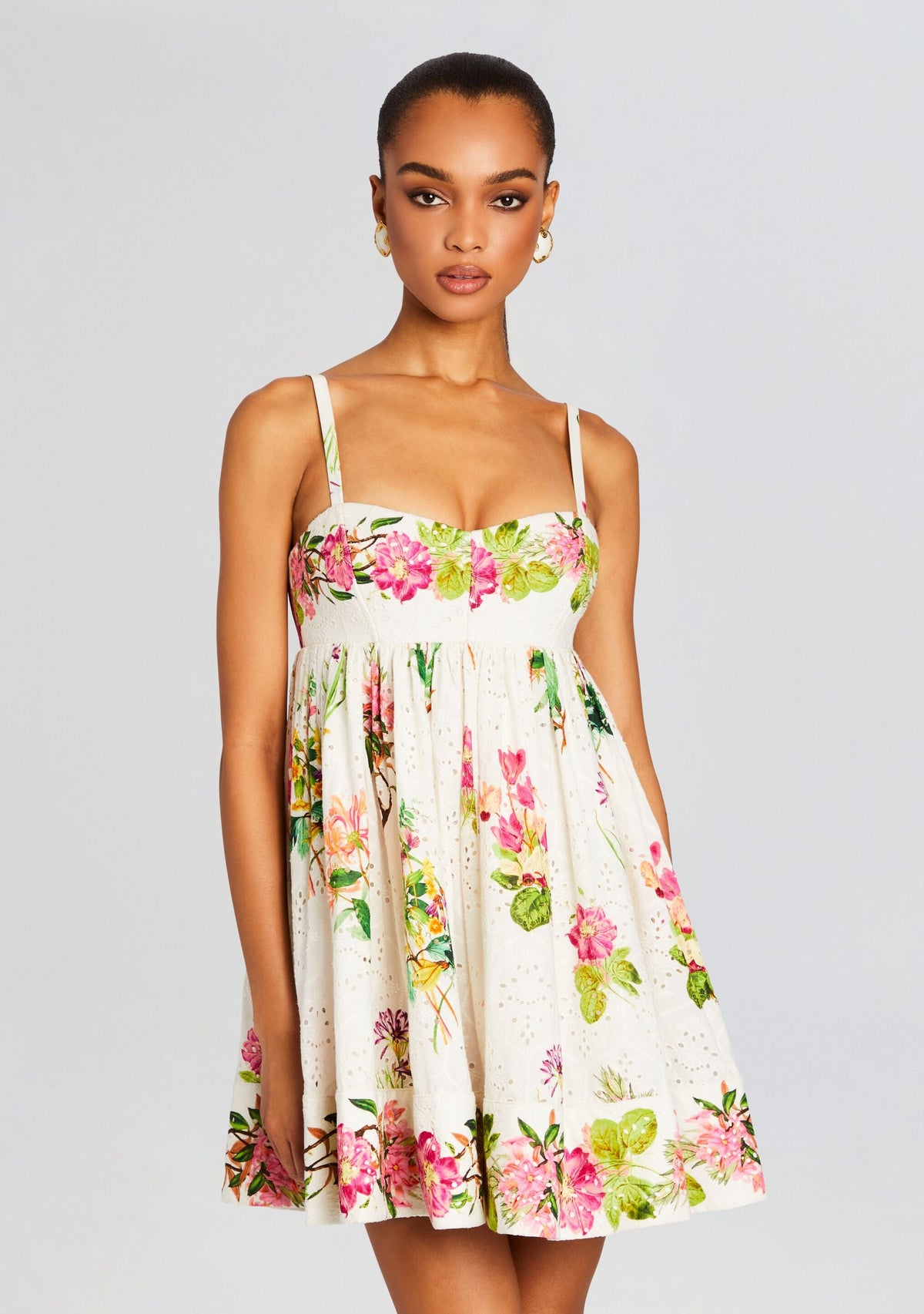 Taha Short Dress by Hemant & Nandita in White Floral, product image 5