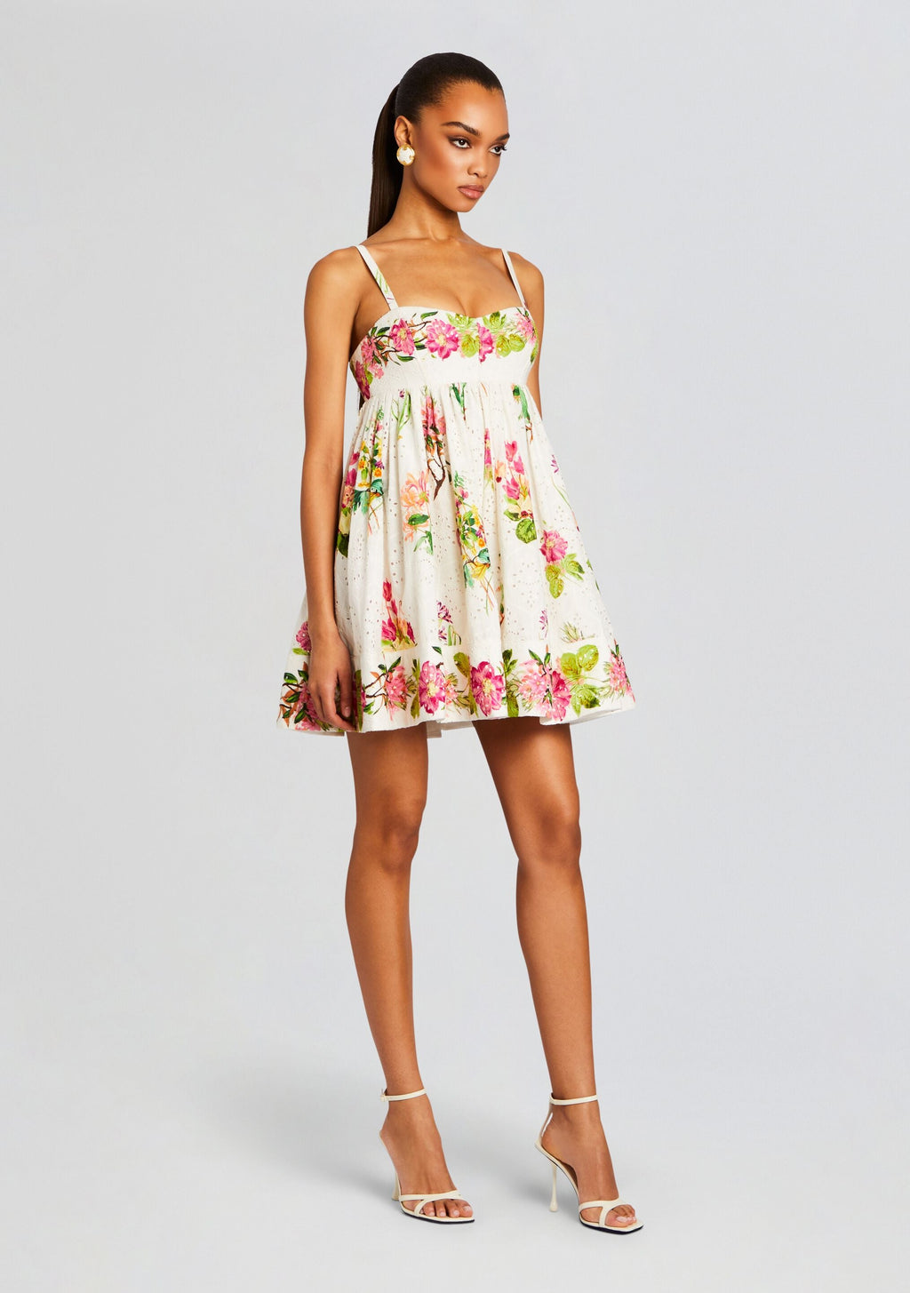 Taha Short Dress by Hemant & Nandita in White Floral, product image 3