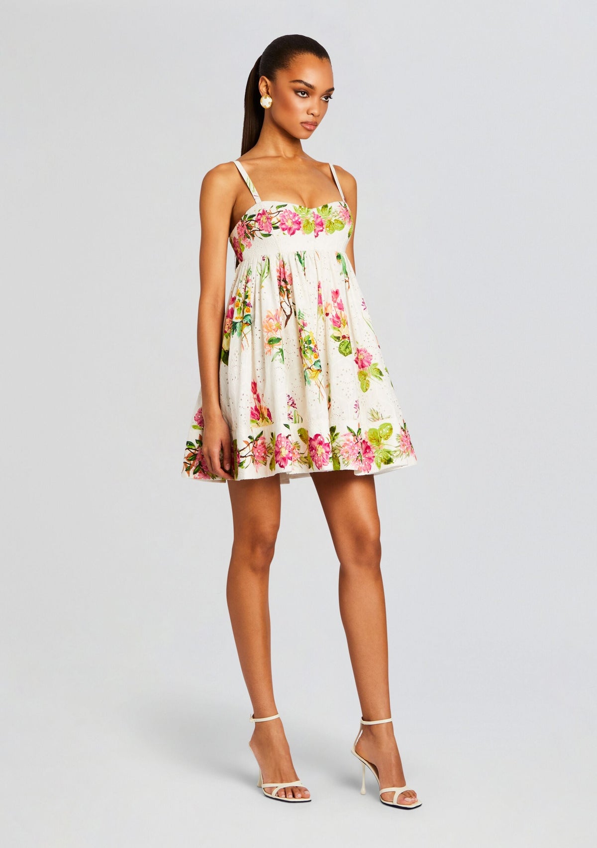 Taha Short Dress by Hemant & Nandita in White Floral, product image 3