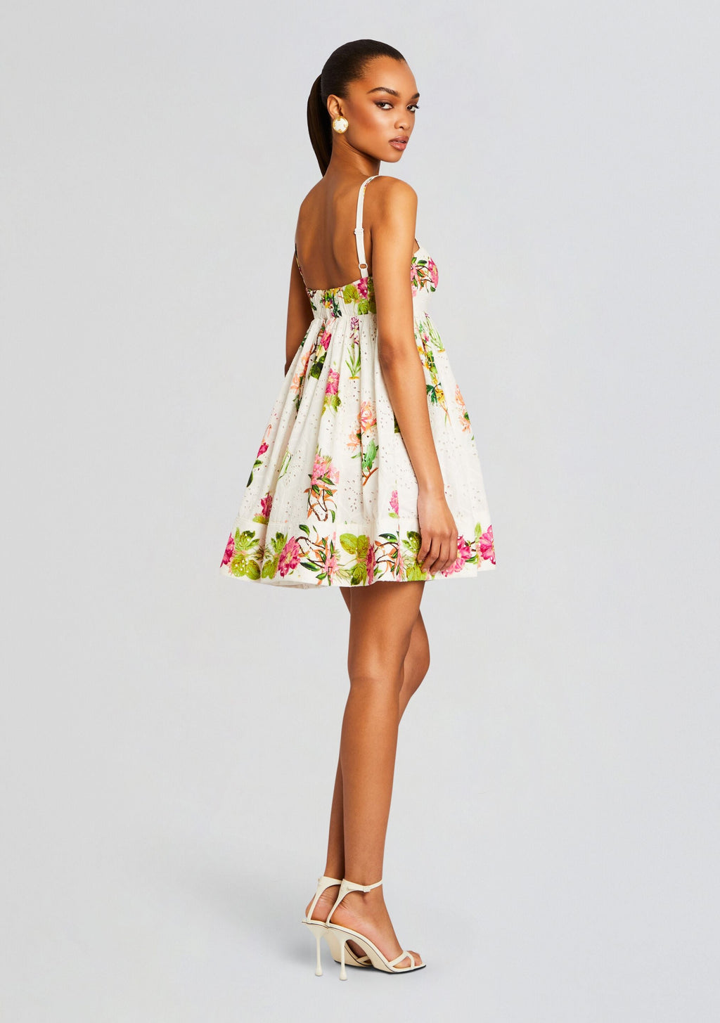 Taha Short Dress by Hemant & Nandita in White Floral, product image 4